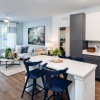 Kitchen with island and bar stool seating